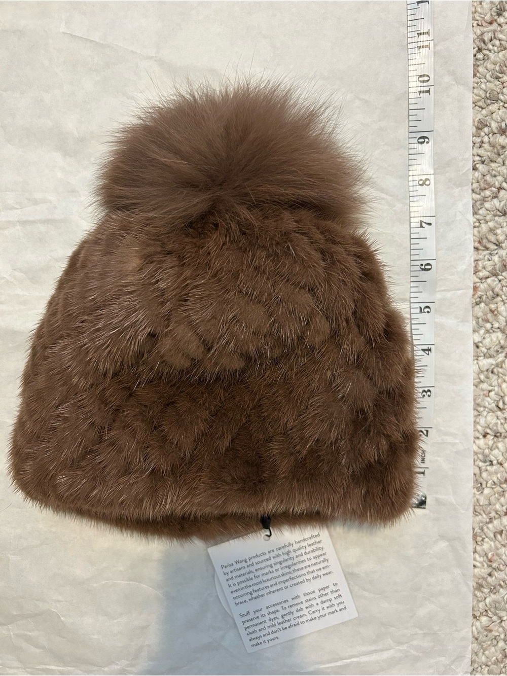 Parisa Wang Knitted Mink Beanie - Brown - Picture 10 of 10
